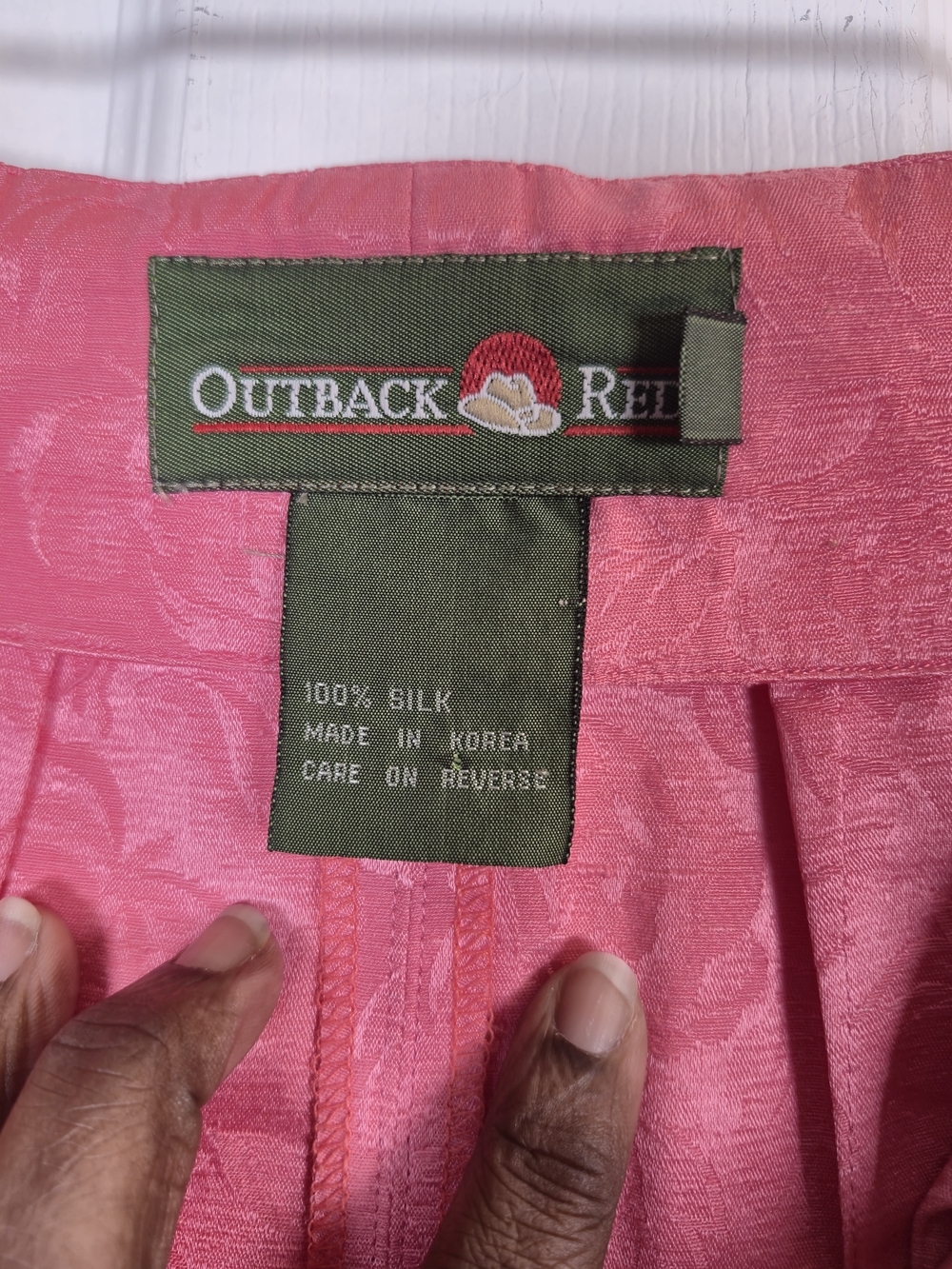 Vintage Outback Pink 100% Silk Jacquard Rose Floral Midi Skirt Size 6 - Picture 6 of 7